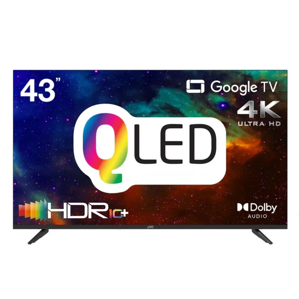 TV SMART 43 JVC 43KB758 QLED 4K GOOGLE TV VOICE REMOTE HDMI BT DOLBY BLACK